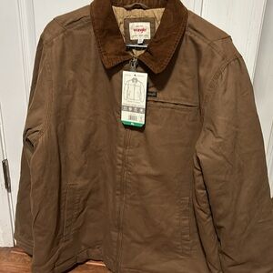 Wrangler Men's Workwear Jacket Quilted Lining Corduroy Collar Brown, NWT